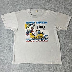 Vintage 1992 Daytona Bike Week Single Stitch Gray Shirt XL